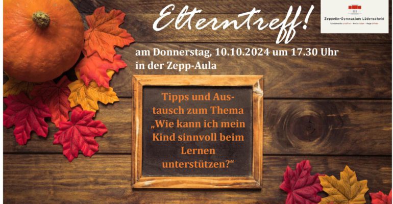 Einladung Elterntreff 10.10.2024 Lernen allgemein