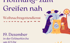 Kirchenflyer für Weihnachten in modernem Stil in Beige Lila Rot