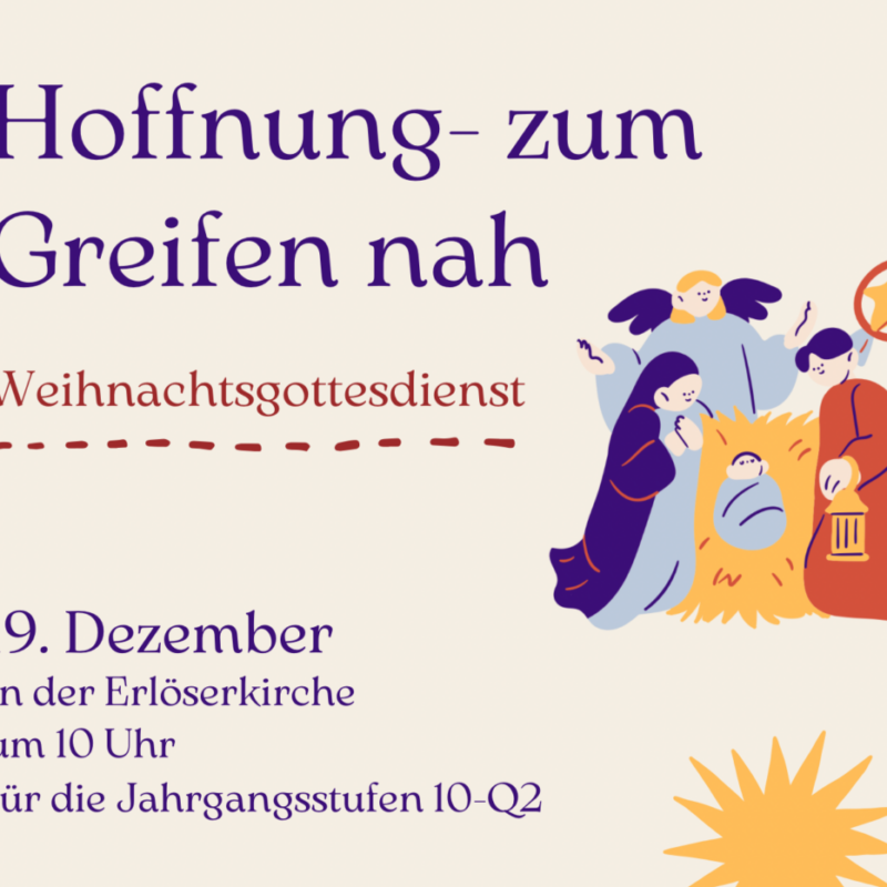 Kirchenflyer für Weihnachten in modernem Stil in Beige Lila Rot